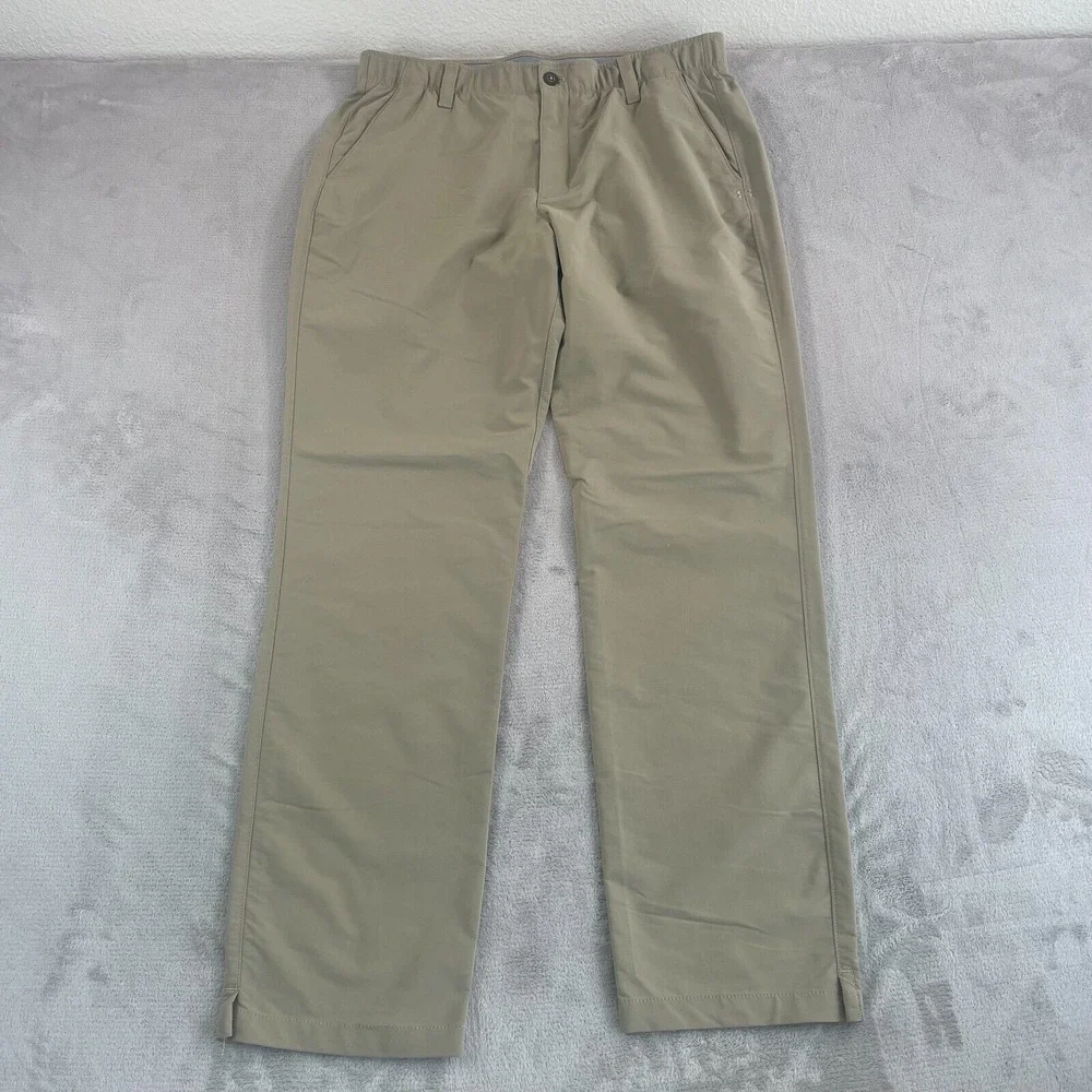 Under Armour Match Play Golf Pants Men 38x34‎ Beige Tan Grip Waist Performance